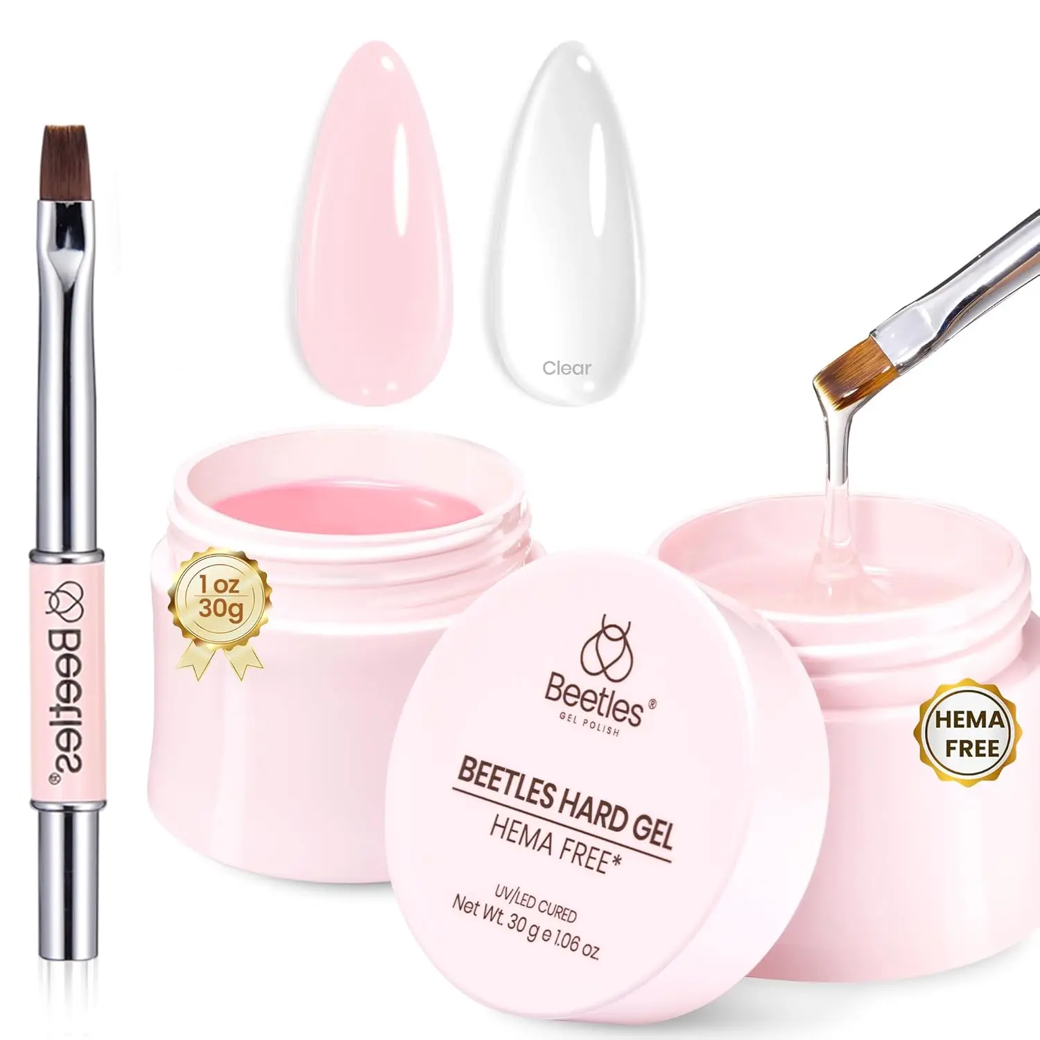 2Pcs 1.06 oz Clear & Jelly Pink