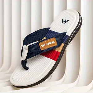 Chic [Colour Block Flip Flops] Comfy Colour Block Flip Flops - Men's Non Slip Casual Rubber Sole EVA Thong Sandals for Indoor Activities