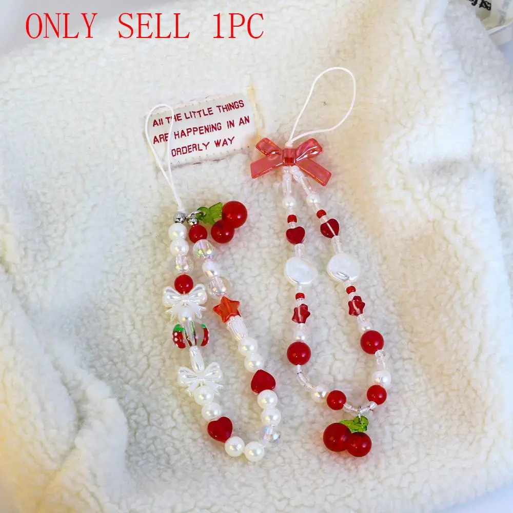 Cute Cherry/Bowknot Design Phone Chain, Handmade Beaded Phone Lanyard, Fashion Phone Strap, Phone Charms for Women & Girls, Mobile Phone Decoration Accessories, Phone Accessory