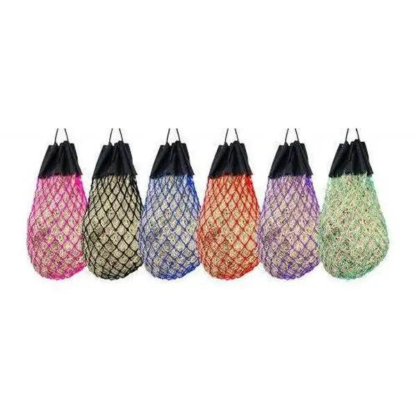 Easy-fill slow feed nylon hay bag with drawstring top closure Horse equipment Easy-fill slow feed nylon hay bag with drawstring top closure Horse equipment