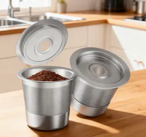 Stainless Steel Reusable K-Cup Coffee Pods 2 Pack Compatible with Keurig 1.0 Coffee Makers Refillable Design with Filter Durable Easy to Clean for Home Office Use