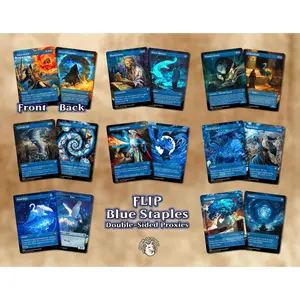 8 DFC Blue Staples | DOUBLE-FACED Proxy Cards // 16 Staples Across 8 Cards