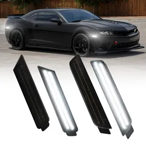 AUTOONE LED Side Marker Lights White for 2010-2015 Chevrolet Camaro 5th Gen Front & Rear Fender Markers Smoked Lens 4PCS High Brightness IP67 Waterproof