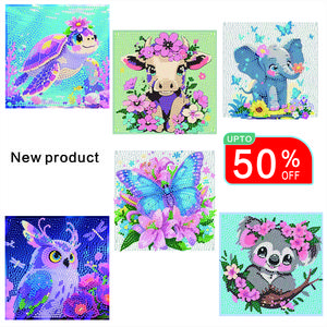 DIY 6-piece cartoon diamond painting set, suitable for beginners. Crystal sequin handicraft accessories. Adult 5D diamond-set art. Special-shaped part diamond art kit.