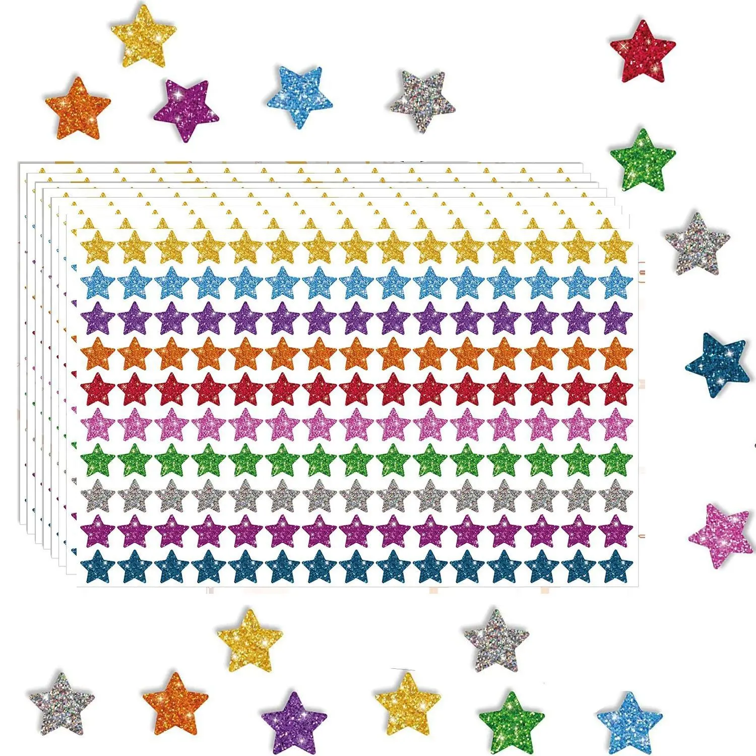 Star Shaped Sticker (10 Sheets/1500pcs), Holographic Laser Sticker, Decorative Sticker for Classroom Rewards and Behavior Charts, Diy Decorative Stickers, Fun Stickers, Aesthetic Stickers, Decoration Sticker