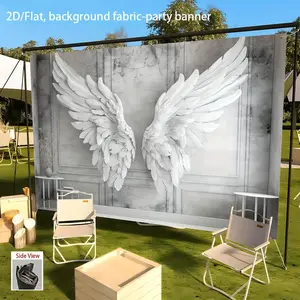 Summervibes 1pc 2D Flat Elegant White Angel Wings Decorative Banner - Polyester Flat Fabric Backdrop with Extended Span, No Electricity Needed, Easy-Hang Adhesive Strips for Wedding, Birthday Party Decorations Banners,summervibes