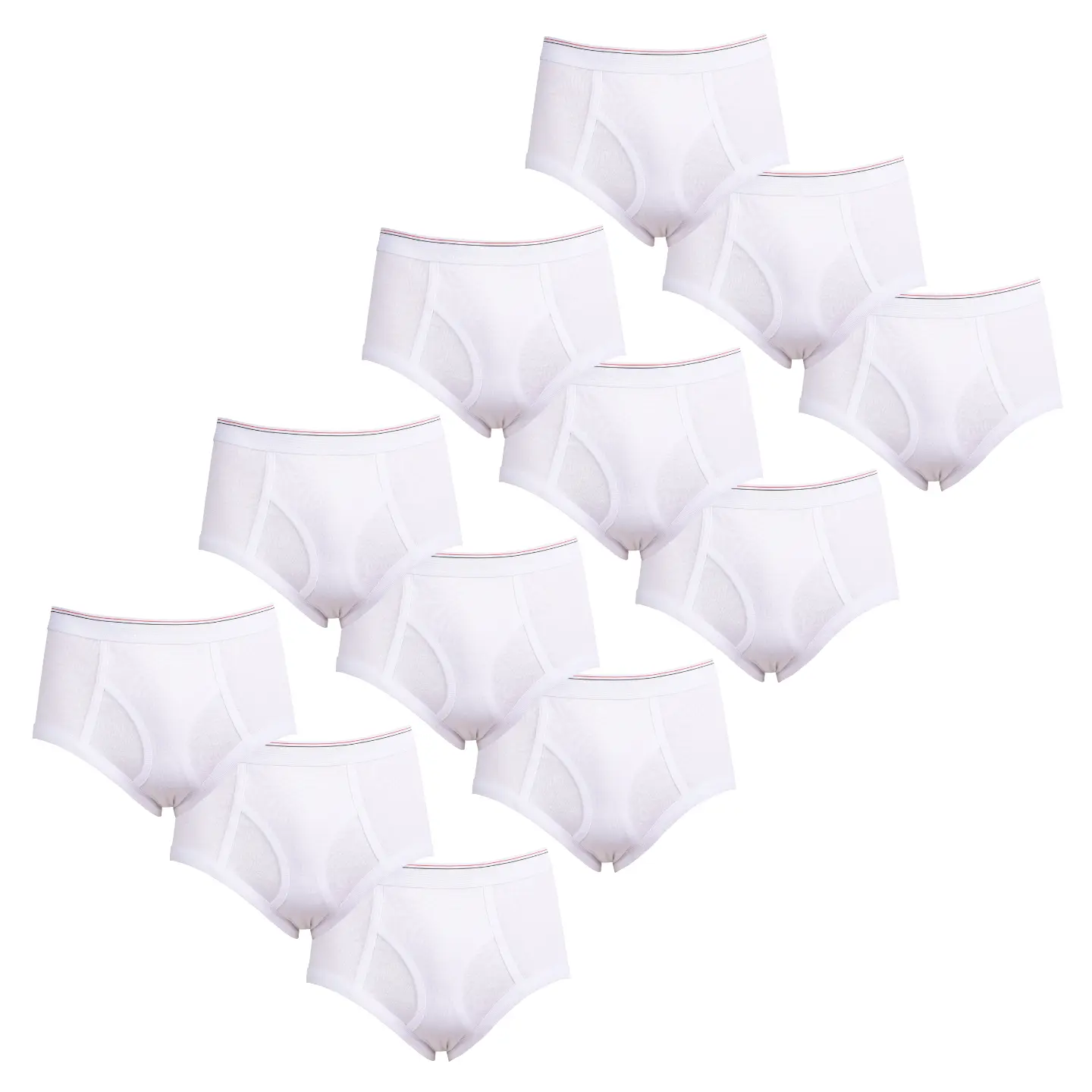 12 Pack Men's Briefs 100% Cotton Tag-Free Elastic Waist Moisture Wicking Tagless Assorted Multi-Color Woven Relaxed Fit Plain Underwear Menswear