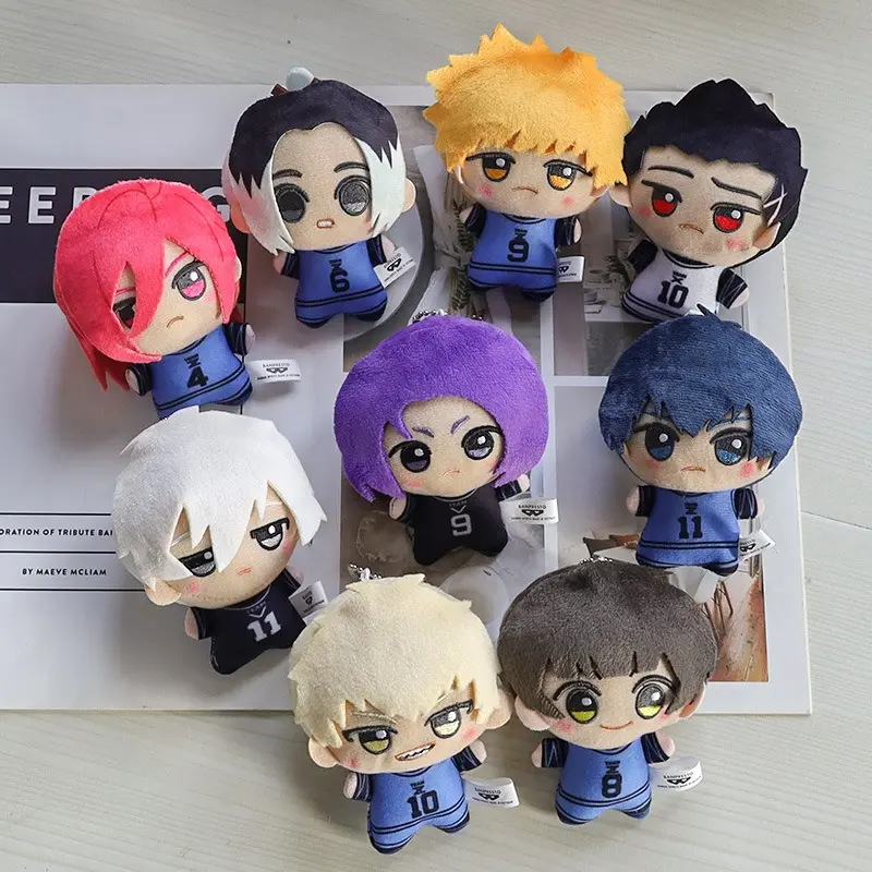 Blue Lock Mini Plush Matching Keychain Set - Cute Chibi Soccer Player Cotton Doll Figure, Soft Charm for Backpack Pendants, Anime Character Stuffed Toy Gifts, Keychain Charm