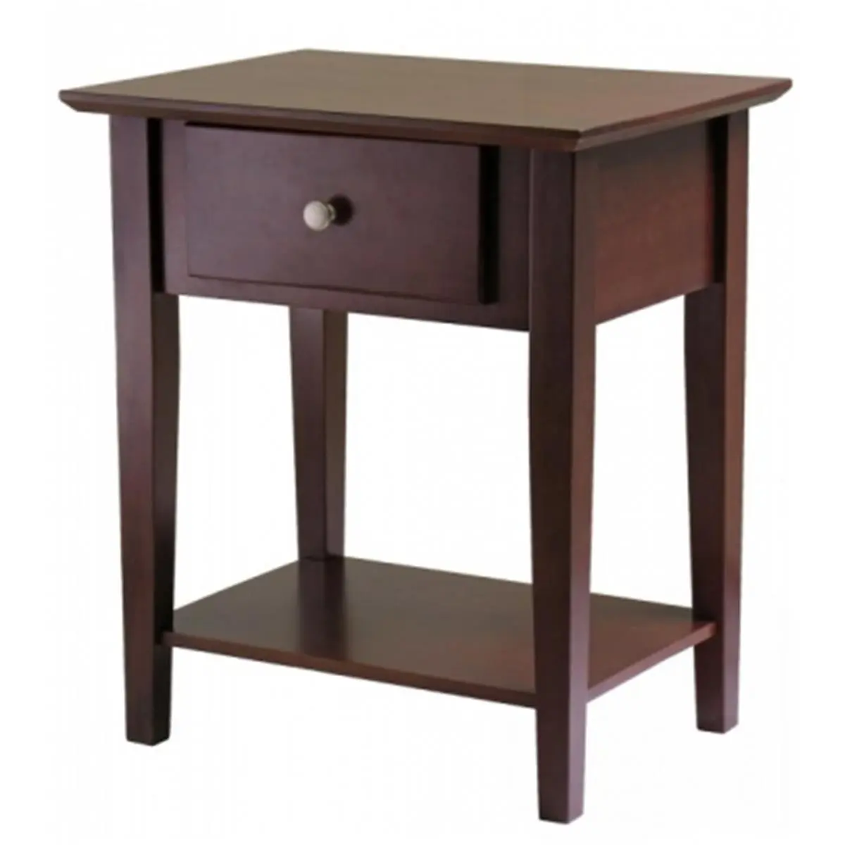 212 MAIN Classic Wood Shaker Night Stand - Rectangular Top, 1 Storage Drawer, Antique Finish Indoor Furniture for Functional Storage
