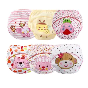 6-Pack Fashion Cotton Baby Training Pants Reusable Waterproof Girls Potty Underpants Cute Toddler Kids Breathable Soft Underwear