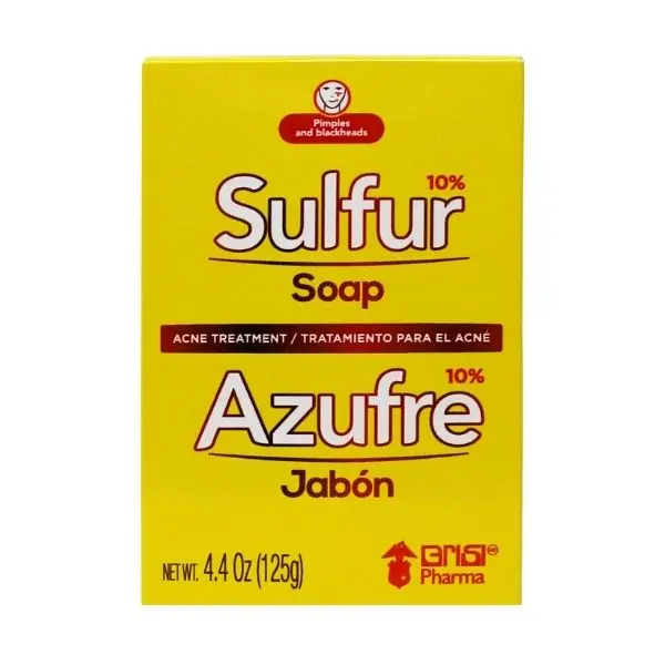 Grisi Sulfur Soap 10% (Jabon Azufre) - 4.4 oz Acne Treatment & Face Cleanser for Unisex - Reduces Oil Excess & Minimizes Acne Effects