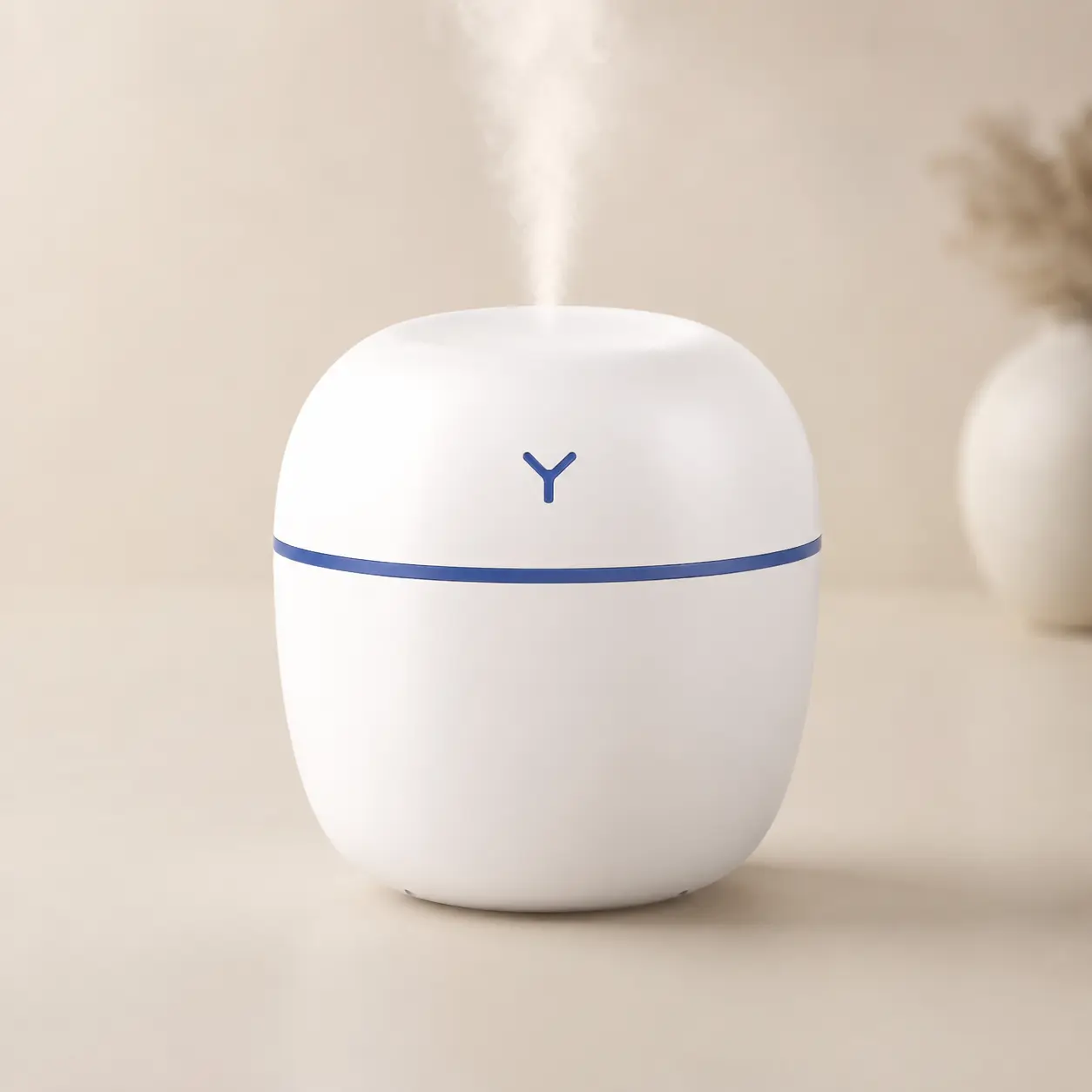 220ML Mini USB Desktop Humidifier with Soft Night Light, Portable Cool Mist Personal Humidifier for Bedroom, Office, Dorm and Travel, Quiet Compact Design, White