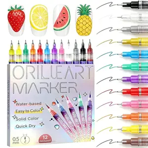 Holiday haul-New Year's gifts!12Color Nail Doodle Pen for DIY Nail Art Quick Drying Acrylic Painting and 3D Dot Embroidery mma acrylic nail - On Nails Quick Drying Dot Stitching Nail Art Pen for Home and Salon, Nail Care Cutics Manicure Polish Cosmetic