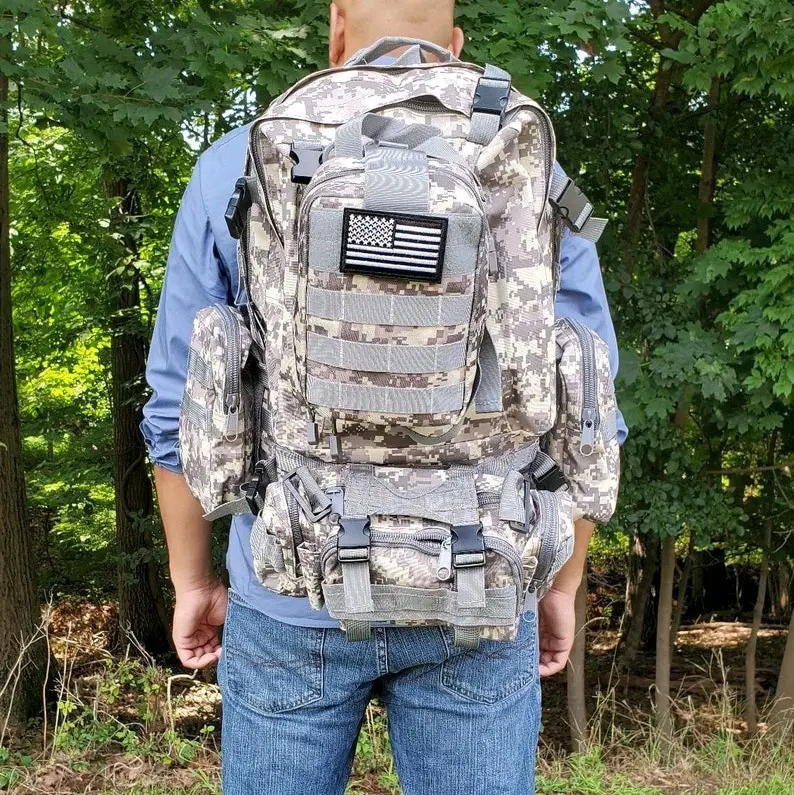 5 in 1 Tactical Backpack with 152 piece emergency survival kit bug out bag for Camping Hiking Hunting go bag.