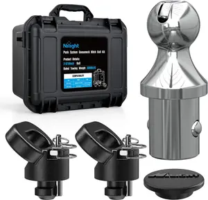Nilight 60618 Puck System Gooseneck Hitch Ball Kit, Compatible with 2013-2025 Dodge RAM 2500 3500, 2-5/16 Inch Gooseneck Ball for Truck Bed with 2 Safety Chain Anchors w/Storage Box