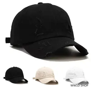 Unisex Vintage Distressed Baseball Cap - Mineral Washed, Ripped, Adjustable Multi Size Round Accessory Sun Hat, Casual Styling Cap Hats for Outdoor Wear, Casual Hats