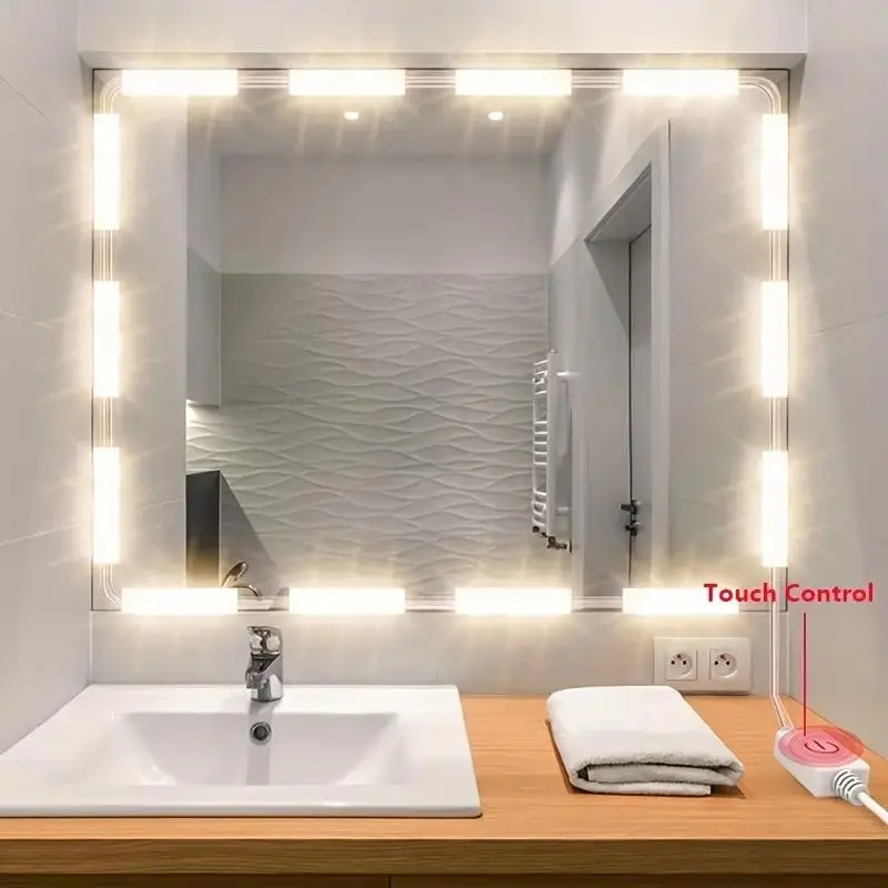 LED Mirror Light Strip, 1 Set USB Powered Touch Control LED Light Strip, Decorative LED Light for Makeup, Cabinet, Bathroom, Bedroom, Bathroom Vanity Mirror, Bathroom Accessory