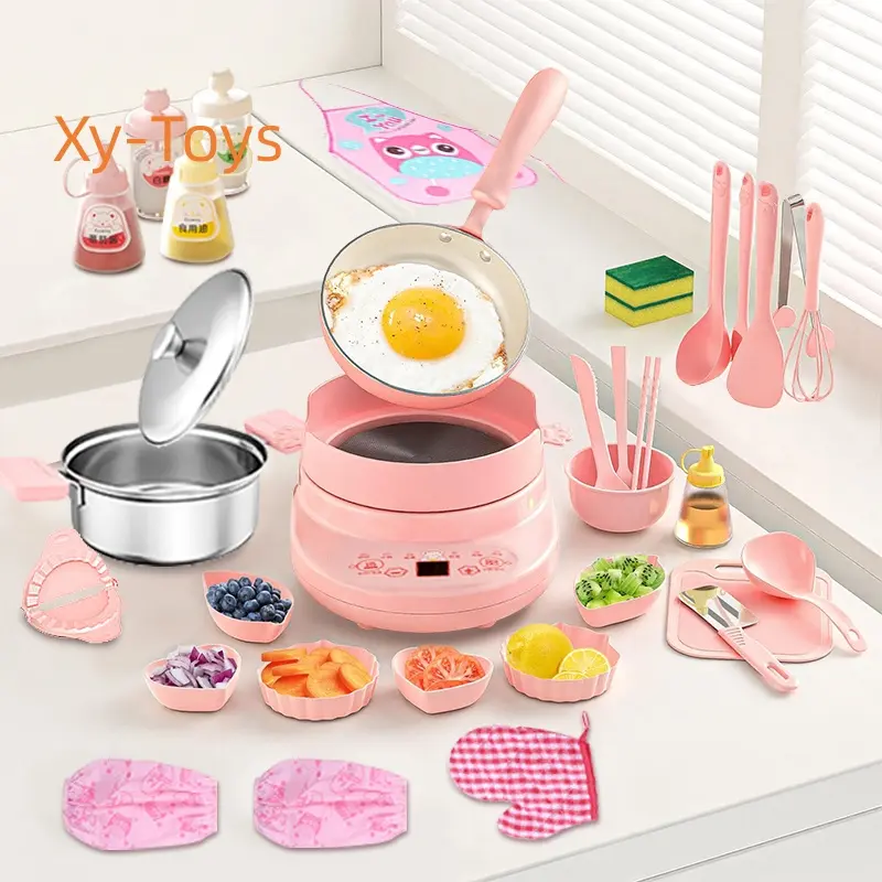 Children's Cooking Set - Safe Mini Kitchen with 110V Induction Cooker, 14-Piece Dishware, Anti-Scald Rack, Montessori Toys for Toddlers, Ideal for Girls & Boys Ages 8-12 kids gifts for girls kitchen play set kid play sets viral christmas gifts for kids