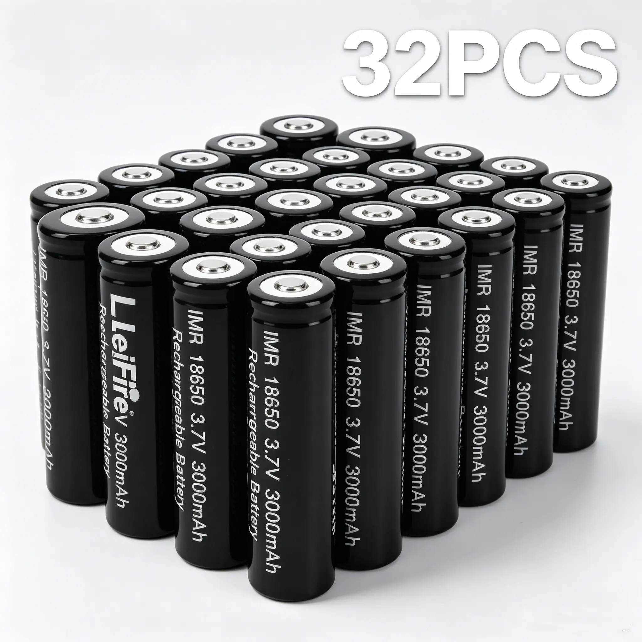 32pcs 18650 Rechargeable Lithium Ion Batteries Bundle - 3.7V 3000mAh High-Capacity Cells for Phone Power Banks, LED Flashlights, Fans