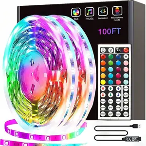 RGB LED Strip Lights with USB Power, Multicolor Changing Dimmable LED Light Strip, 44-Key Remote for Bedroom Party Home Decor Halloween Christmas
