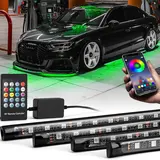 DIBMS 4 PCS Universal Underglow LED Lights Kit for Car with APP & Remote Control, RGB Multicolor Modes, Music Sync, Waterproof Light Bar, Exterior Neon Accent Underbody LED Lighting Kit singing  lights  cars underglow  neon  tubes