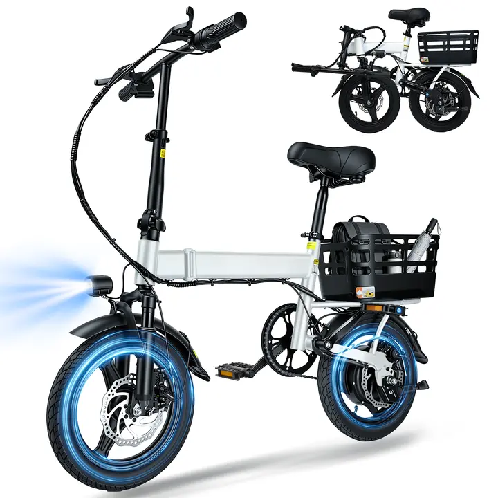 Commuter Folding 14" Mini Ebike for Adults - 500W Motor, 36V 12Ah Battery, Up to 20MPH Speed, 30+ Mi Range, 3 Riding Modes, Adjustable Handlebar & Seat Smart E-Bicycle, Commuter Folding Ebike