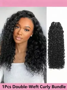 Brazilian Remy Human Hair Extensions | Water Wave Curly Bundles, Natural Black Color, Double Weft High-Quality Texture for Long, Voluminous Hairstyles