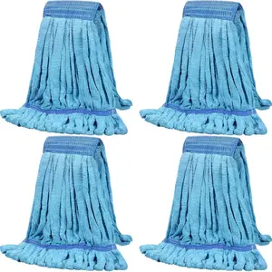 4 count Commercial Mop  Replacement Tube Microfiber Industrial Looped End Mop Heads Refill for Floor Cleaning for Home Commercial Industrial Use(Large,Blue)