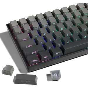 XVX PBT Gradient Gray Keycaps - Side Printed, Double Shot Shine Through, Minimalist Style Phantom Keyboard Keycaps (136 , OEM Profile)