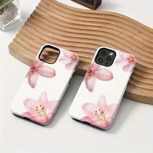 Pink Blossom Flowers Aesthetic Two-In-One Film Case, Tough, Dual Layered Case for Superior Protection, Durable, Drop-proof, for iPhone 17 16 15 14 13 12 11 8 7 X Plus Pro Max Mini, Birthday Christmas Gifts for Friends Family Loved Ones