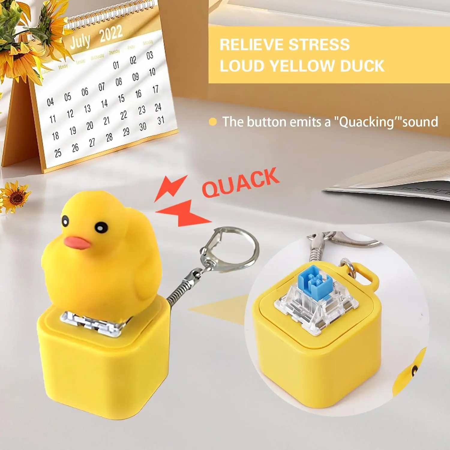 Cute Cartoon Animal Shape Keychain Stress Relief Toy (Duck, Frog, Lizard) - 1 Pack, Unisex, Interactive Keyboard Sounds, Backpack Decoration, Bonfire Party Bag Gift, Abs Business Event Favor, No Charging Cable Included