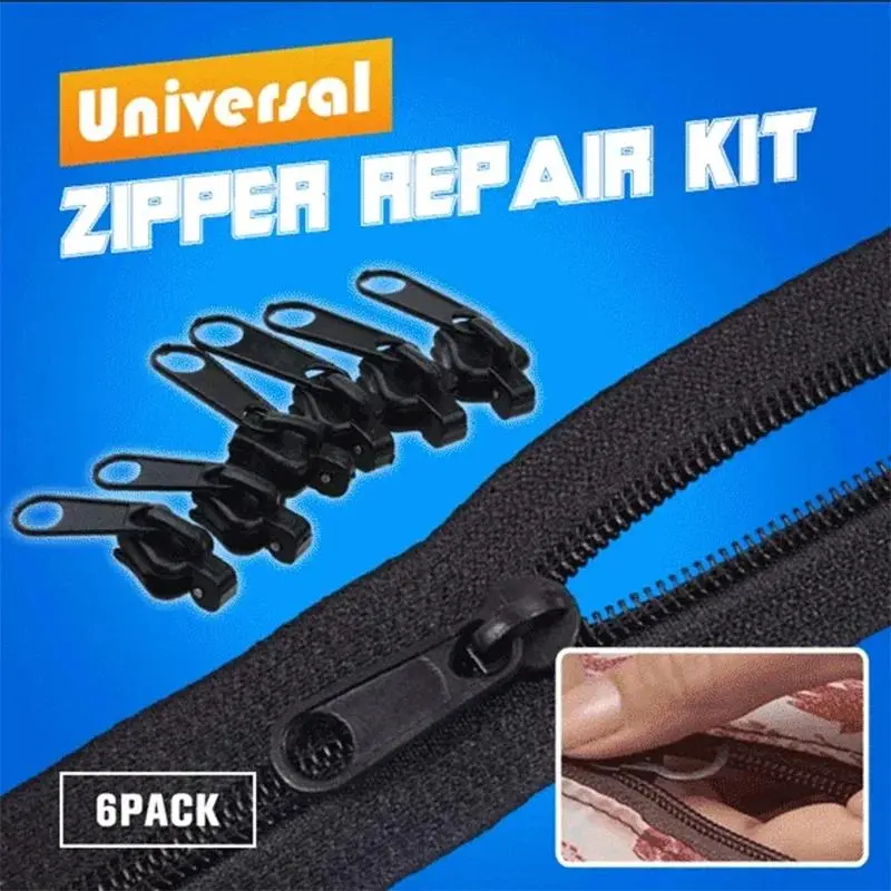 6 pieces/set of black or brown Instant Zipper universal Instant Fix Zipper repair kit replacement Zip Slider new sewing zipper Reusable Durable Zipper Durable Metal Zippers