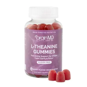 BrainMD - L-Theanine Gummies | Fast-acting Support for Greater Calm, Clarity, and Focus - 60 vegan  gummies