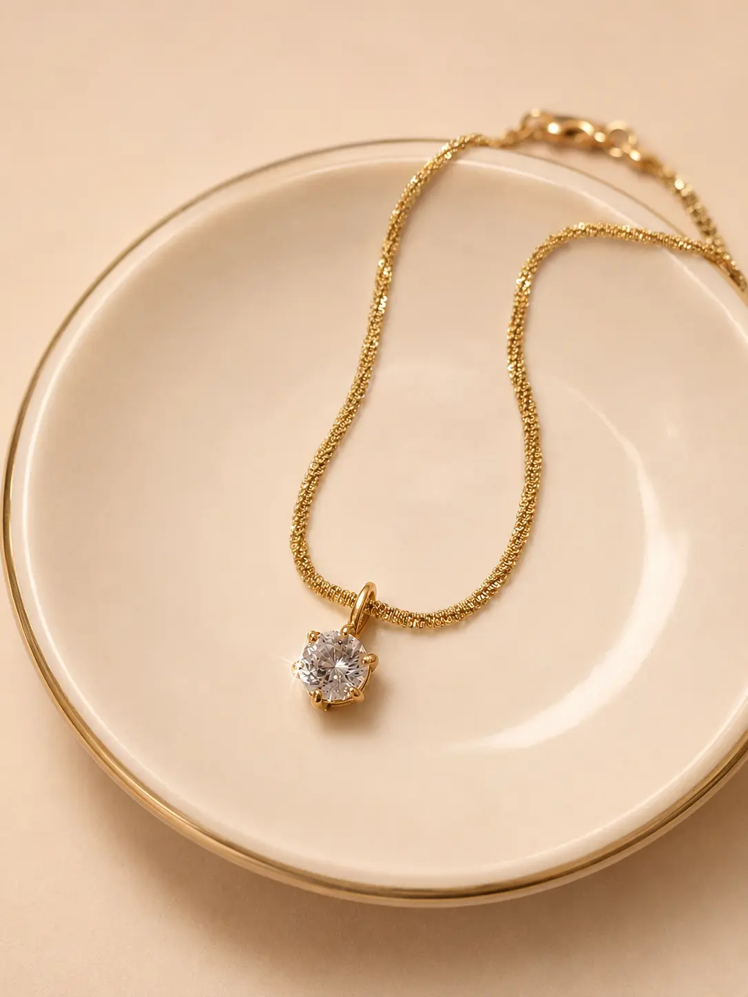 Luxury Gold Tone CZ Adjustable Stainless Steel Necklace