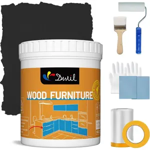 Acrylic Wood Paint for Furniture - Semi-Gloss Paint Suitable for Wood Surface Renovation, Water-Based All match Paint, Non-Toxic &, Eco-Friendly & Healthy (32oz, Black)