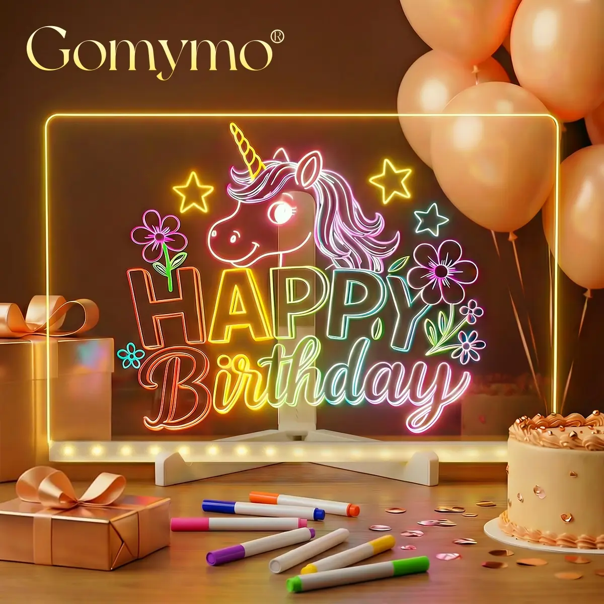 GOMYMO LED Drawing Board for Kids, Dry Erase Light-Up Drawing Board with Stand, Markers & Wipes, Erasable Reusable Board for Kids Learning, Ideal Birthday & Christmas Gift,back to school,back to school haul