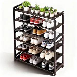 6-Tier Coffee Brown Bamboo Shoe Rack 68x25x89cm Eco-Friendly Storage Solution for Up to 18 Pairs of Shoes Space-Saving & Versatile Design