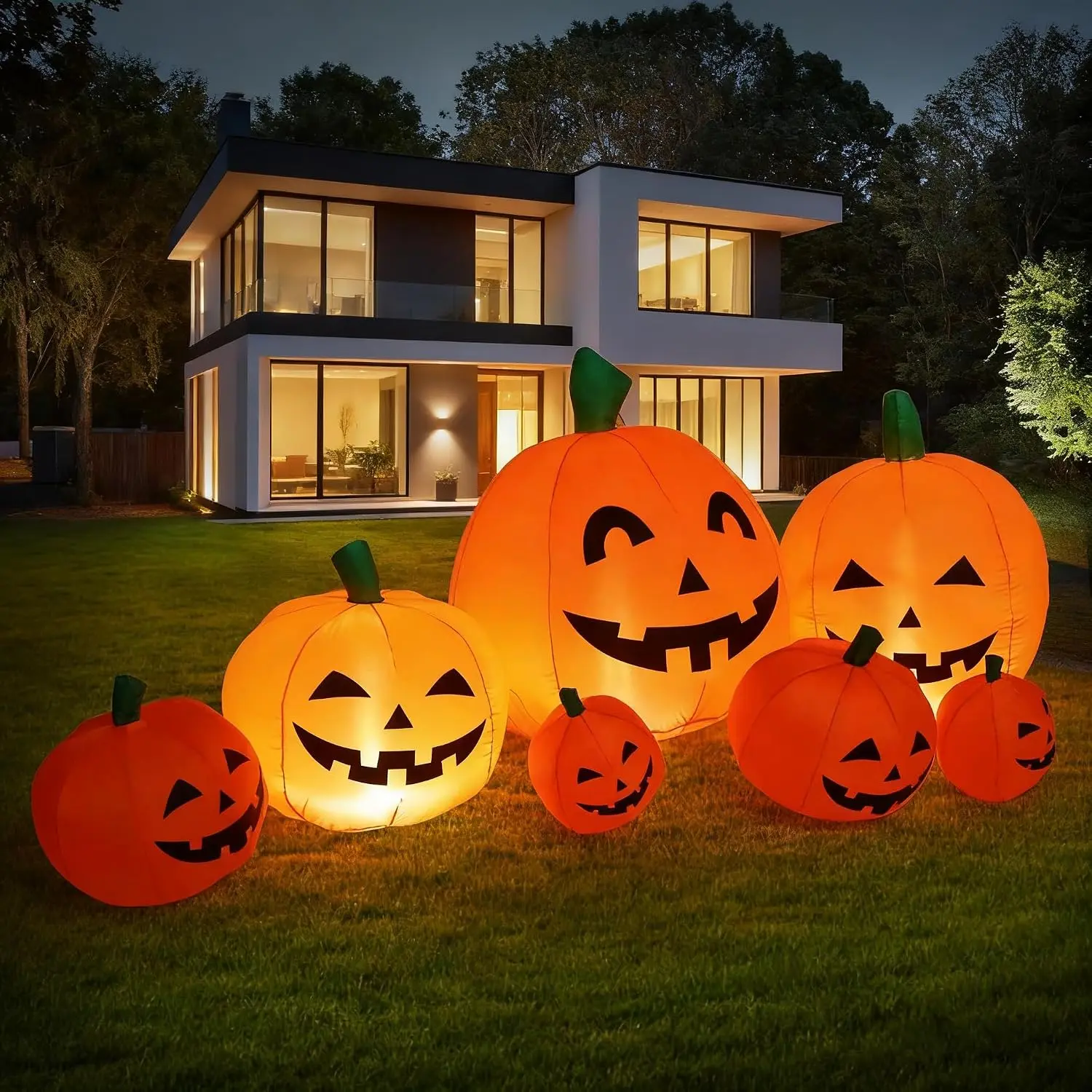 8.0FT Long Halloween Inflatable Pumpkin Patch Fall Inflatable Thanksgiving Inflatable Pumpkin Patch Blow up Pumpkin Decor Outer Large Party Yard Decorationspooky season decor, spooky yard decor, halloween yard decor, halloween gift for him and her, 2026 g