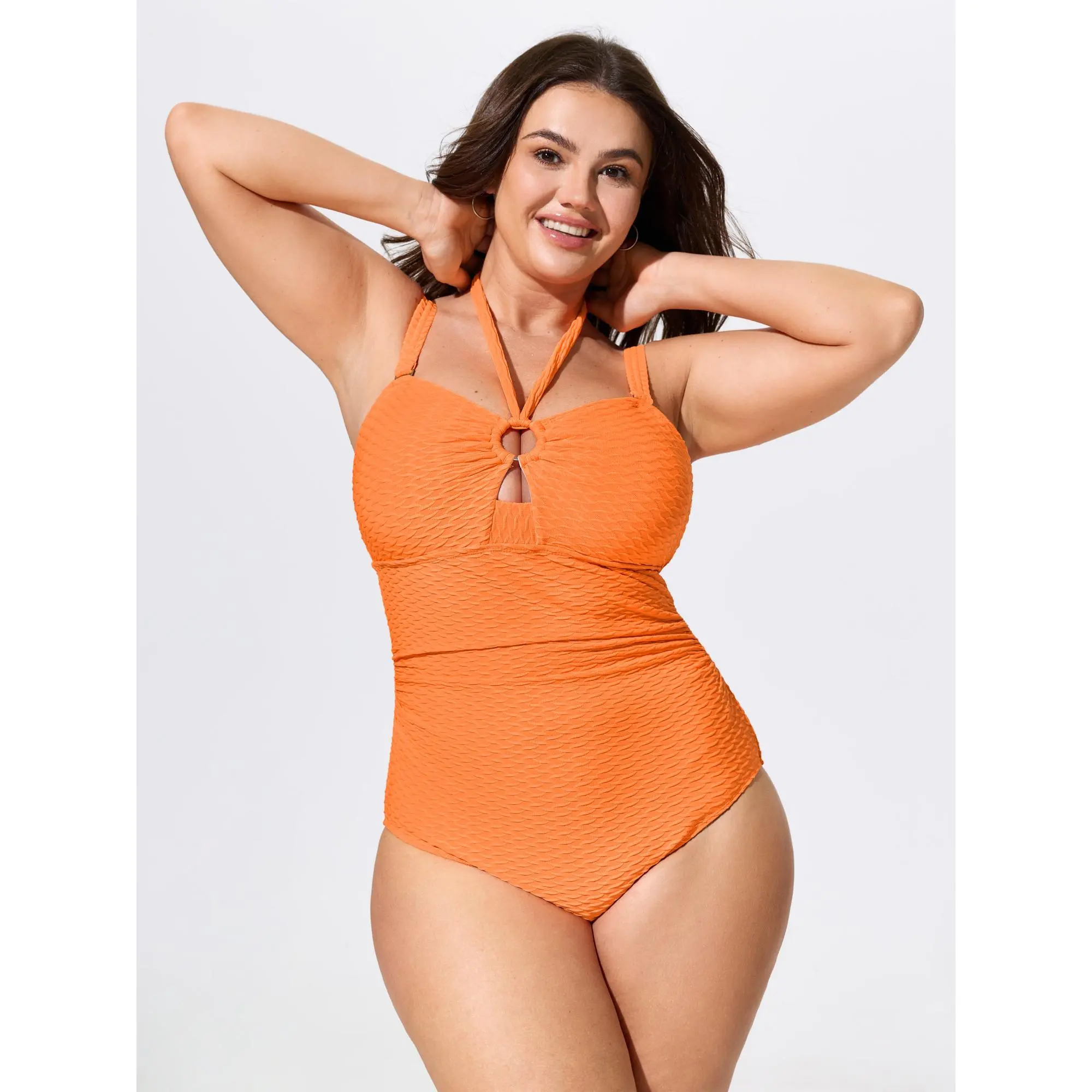 BLOOMCHIC Plus Size Cut-Out Halter Neckline One-Piece Swim M-6X ,Summerfinds