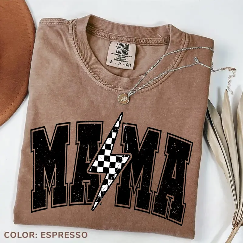 Comfort Colors Mama Lightning Bolt T-shirt, Mama Tee, Mama Shirt, Mom Life T-shirt, Retro Mama Tee, Mama Sublimation Shirt, Sublimation Designs