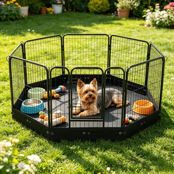 Portable 24"H 8-Panel Wire Metal Dog Playpen - Foldable Indoor/Outdoor Fence with Gravity Lock, Water-Resistant Escape-Proof Exercise Kennel Enclosure for Small/Medium Dogs