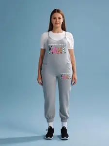 【Plus Size】 Glitter Print Overalls Jumpsuit, Casual Comfy Overalls Jumpsuit for Daily Wear, Women's Plus Clothing for All Seasons