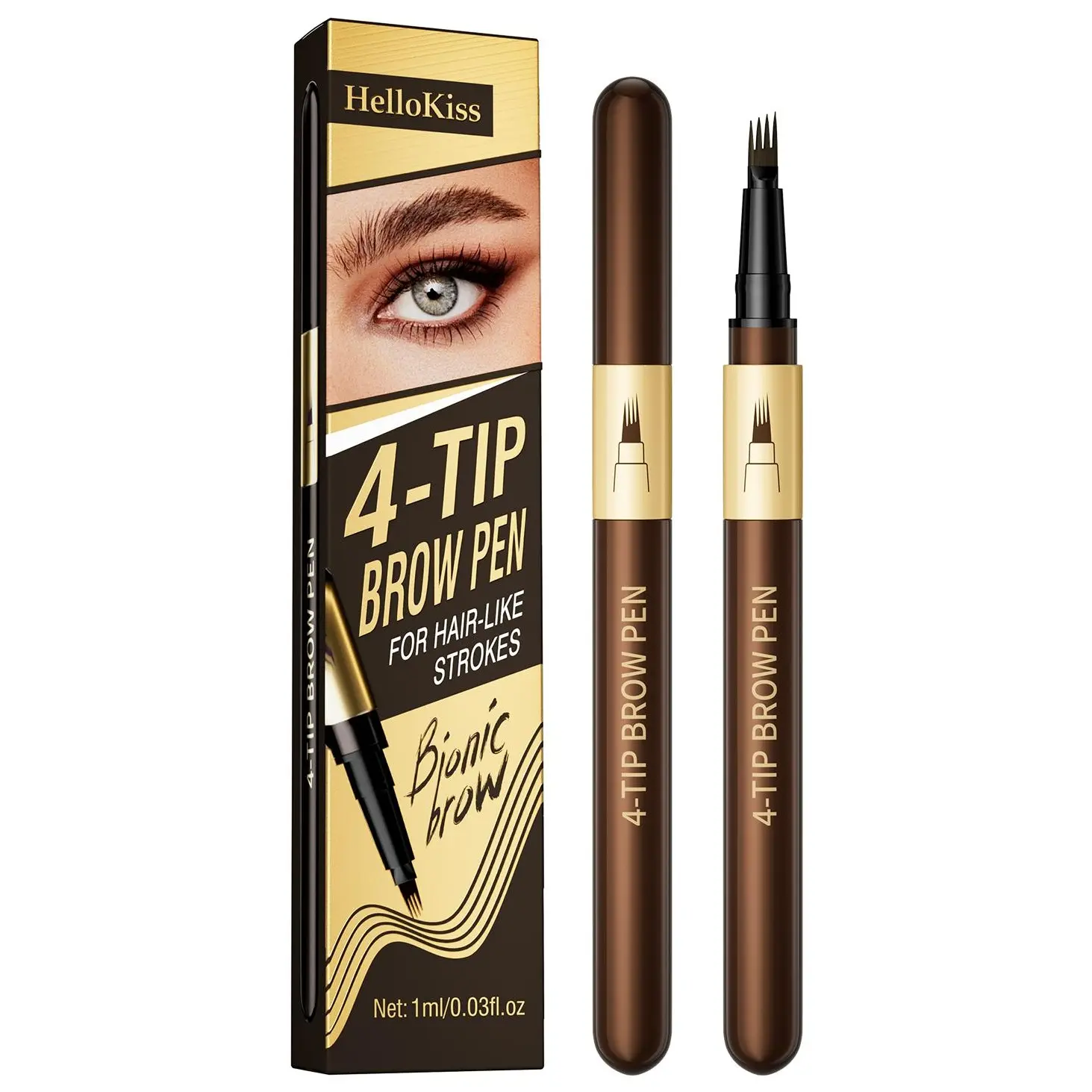 Flawless Cosmetic 4-Pronged Micro-Sculpting Eyebrow Pencil, Waterproof Vegan Makeup, Long-Lasting Smudge-Proof Formula, Natural Hair-Like Brows for Women, Daily Use, All Skin Types