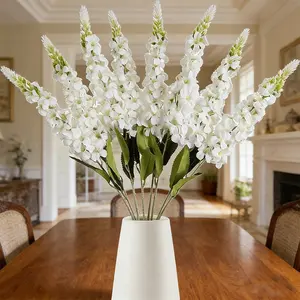 10Pcs Artificial Hyacinth Flowers, Geranium & Violet Bouquets Decorative Flower Arrangement for Home Wedding Office Cafe Decor, Perfect Valentine's Day Gift, Bright White Floral Arrangement for Clear Glass Vase