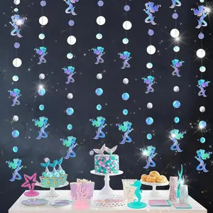 Iridescent  Garland  Decorations, Holographic Twinkle  Streamers Banner for Birthday Party,  Metallic Paper Stars for Christmas, Wedding,  Shower, Ceiling Wall Decor