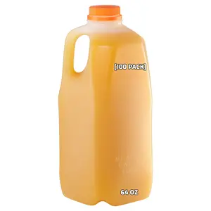 EcoQuality [100 PACK] Empty Plastic Juice Bottles with Tamper Evident Caps 64 OZ - Half Gallon, Smoothie Bottles - Ideal for Juices, Milk, Smoothies, Picnic's and even Meal Prep Juice Containers