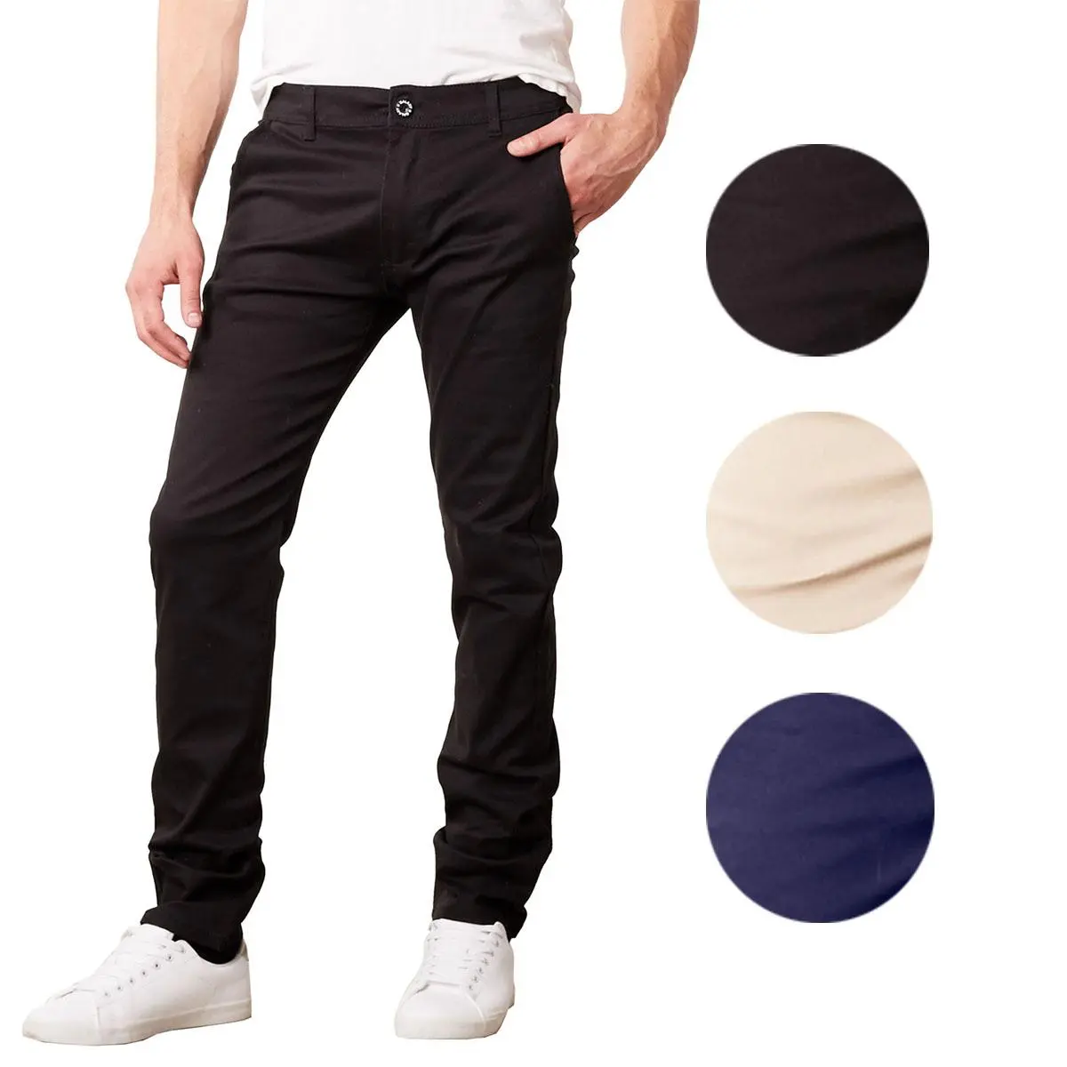 Men's Slim Fit Cotton Stretch Classic Chino Pants (Sizes, 30-40) Men's Slim Fit Cotton Stretch Classic Chino Pants (Sizes, 30-40)