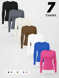 Women's Long Sleeve Sporty Knit Top, Slim-Fitting Comfortable Outdoor Fitness Shirt, Ideal for Running and Training, Stretch Athletic Tee, Gym Tees, Gym Workout Shirts