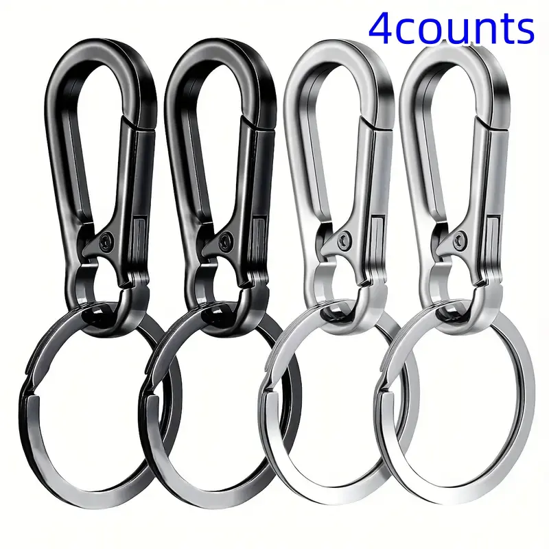 4 Piece Metal Car Key Finder Set, Car Key Holder, Durable Keyring Clips with Hook Stand Storage Box, Multi Purpose Heavy Duty Keychain for Car Keys, Ideal for Men's Automotive Accessories, Lightweight Keychain, Car Key Chains