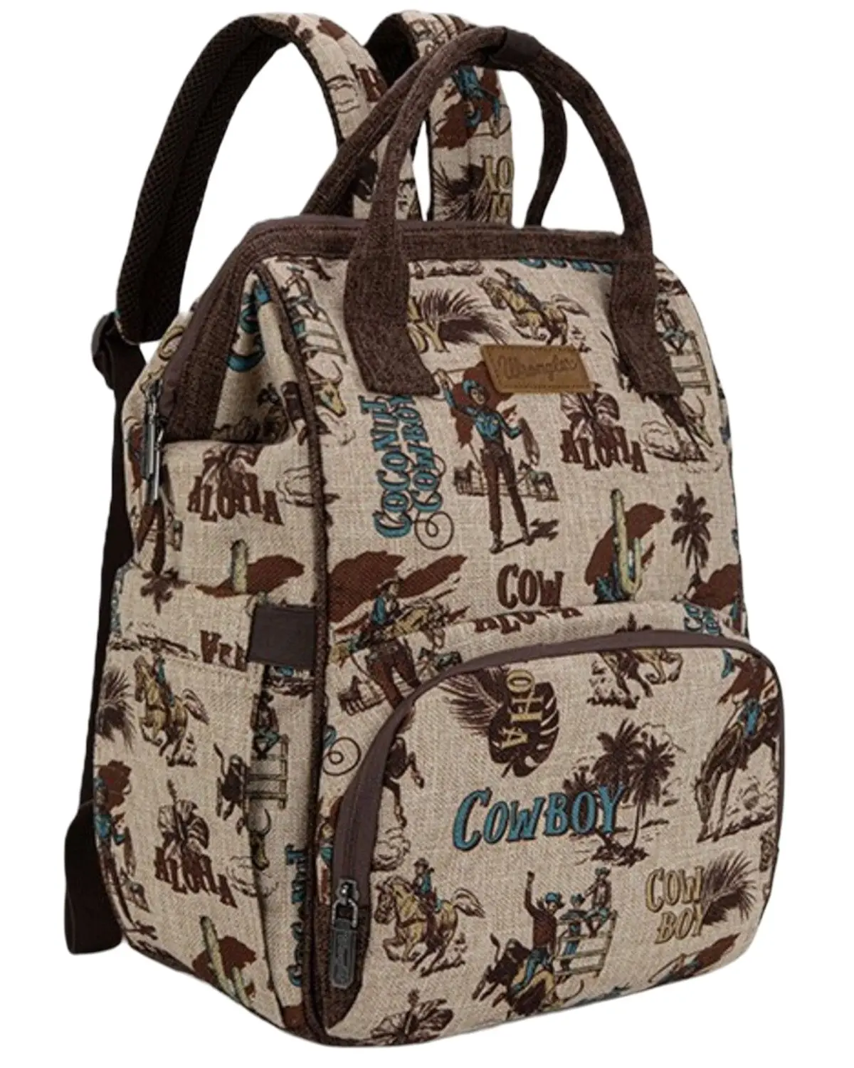 Wrangler Unisex Vintage Retro Cowboy Cool Print Backpack - Wg60-9110 Tn Wrangler Unisex Vintage Retro Cowboy Cool Print Backpack - Wg60-9110 Tn